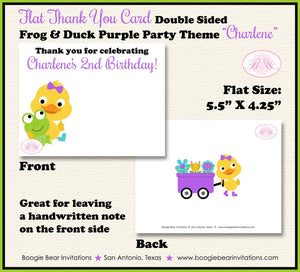 Frog Duck Party Thank You Card Birthday Girl Purple Spring Splash Garden Galoshes Umbrella Boogie Bear Invitations Charlene Theme Printed