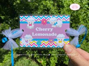 Spring Lambs Party Beverage Card Wrap Drink Label Sign Birthday Sheep Girl Easter Flower Picnic Garden Boogie Bear Invitations Rachel Theme