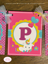 Load image into Gallery viewer, Rainbow Unicorn Birthday Party Banner Happy Girl Pink Yellow Blue Purple Polka Dot Kids Magic Heart Boogie Bear Invitations Aurelia Theme