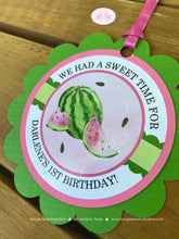 Load image into Gallery viewer, Pink Watermelon Party Favor Tags Birthday Girl One In a Melon Two Sweet Green Summer Fruit Boogie Bear Invitations Darlene Theme