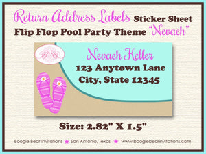 Flip Flop Pool Birthday Party Invitation Beach 1st 5th 6th 7th 8th 9th 10th Boogie Bear Invitations Nevaeh Theme Paperless Printable Printed