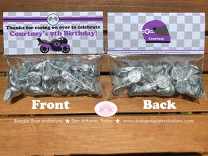 Purple Motorcycle Party Treat Bag Toppers Birthday Folded Favor Enduro Motocross Racing Race Track Boogie Bear Invitations Courtney Theme