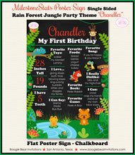 Load image into Gallery viewer, Rain Forest Birthday Party Sign Stats Poster Flat Frameable Chalkboard Milestone Amazon Jungle 1st Boogie Bear Invitations Chandler Theme