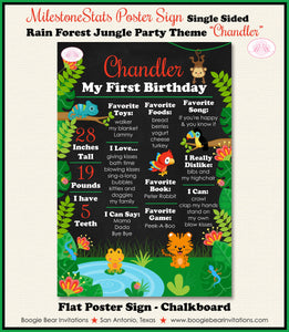 Rain Forest Birthday Party Sign Stats Poster Flat Frameable Chalkboard Milestone Amazon Jungle 1st Boogie Bear Invitations Chandler Theme