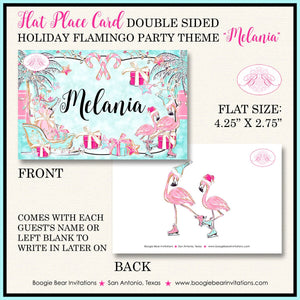 Pink Flamingo Birthday Favor Party Card Tent Place Girl Christmas Ice Skating Aqua Palm Tree Boogie Bear Invitations Melania Theme Printed