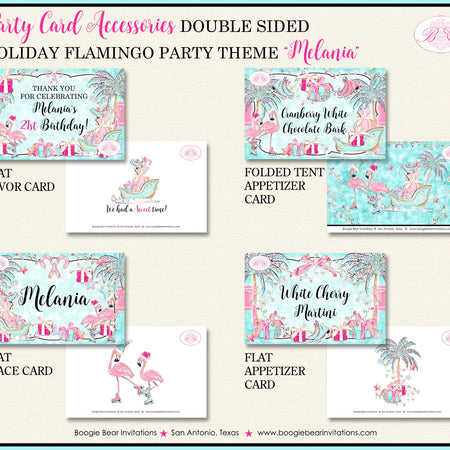 Pink Flamingo Birthday Favor Party Card Tent Place Girl Christmas Ice Skating Aqua Palm Tree Boogie Bear Invitations Melania Theme Printed