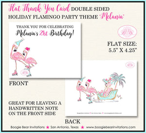 Pink Flamingos Birthday Thank You Card Party Flat Folded Christmas Ice Skating Aqua Palm Tree Boogie Bear Invitations Melania Theme Printed