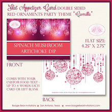 Load image into Gallery viewer, Red Glowing Ornament Birthday Party Favor Card Place Food Appetizer Girl Pink Purple Winter Christmas Boogie Bear Invitations Camilla Theme