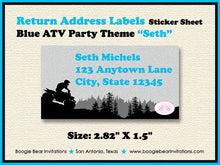 Load image into Gallery viewer, ATV Birthday Party Invitation Blue Black Quad Boy Girl All Terrain Vehicle Racing 4 Wheeler Trail Boogie Bear Invitations Seth Theme Printed