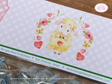 Load image into Gallery viewer, Pink Little Lamb Baby Shower Folded Treat Bag Toppers Label Farm Animals Sheep Flower Butterfly Girl Boogie Bear Invitations Tahlia Theme