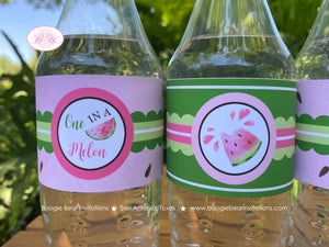 Pink Watermelon Birthday Party Bottle Wraps Label Girl One In a Melon Two Sweet Summer Picnic Fruit Boogie Bear Invitations Darlene Theme