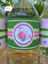 Load image into Gallery viewer, Pink Watermelon Birthday Party Bottle Wraps Label Girl One In a Melon Two Sweet Summer Picnic Fruit Boogie Bear Invitations Darlene Theme