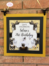 Load image into Gallery viewer, Halloween Masquerade Birthday Party Door Banner Black Gold Costume Cat Mask Champagne Dress Formal Ball Boogie Bear Invitations Selina Theme