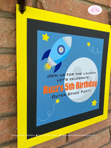 Outer Space Birthday Party Door Banner Planets Stars Moon Rocket Ship Mission Galaxy Travel Earth Orbit Boogie Bear Invitations Buzz Theme