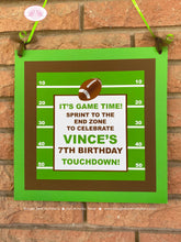 Load image into Gallery viewer, Football Birthday Party Door Banner Sports Touchdown Game Time Quarterback Green Brown Pro Team Field Boogie Bear Invitations Vince Theme