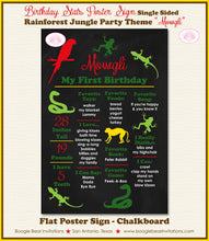 Load image into Gallery viewer, Rainforest Birthday Party Sign Stats Poster Frameable Chalkboard Milestone Rain Forest Jungle Animals Boogie Bear Invitations Mowgli Theme
