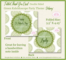Load image into Gallery viewer, St. Patrick&#39;s Day Party Thank You Card Note Birthday Lucky Green Kaliedoscope Spring Bloom Holiday 1st Boogie Bear Invitations Delaney Theme