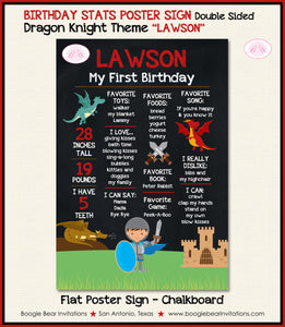 Dragon Knight Birthday Party Sign Stats Poster Flat Frameable Chalkboard Milestone Boy Battle Fight 1st Boogie Bear Invitations Lawson Theme