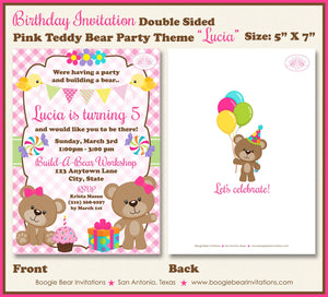 Pink Teddy Bear Birthday Party Invitation Picnic Girl Little Summer Garden Boogie Bear Invitations Lucia Theme Paperless Printable Printed