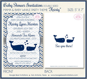 Navy Blue Whale Baby Shower Invitation Boy Girl Grey Party Chevron Party Boogie Bear Invitations Kristy Theme Paperless Printable Printed