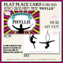 Load image into Gallery viewer, Circus Showman Favor Party Card Place Tent Pink Girl 3 Ring Big Top Greatest Show On Earth Yellow Blue Boogie Bear Invitations Phyllis Theme