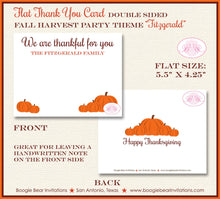 Load image into Gallery viewer, Fall Harvest Thanksgiving Thank You Cards Flat Folded Note Dinner Pumpkin Autumn Orange 1st Boogie Bear Invitations Fitzgerald Theme Printed