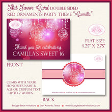 Load image into Gallery viewer, Red Glowing Ornament Birthday Party Favor Card Place Food Appetizer Girl Pink Purple Winter Christmas Boogie Bear Invitations Camilla Theme