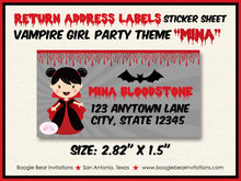 Load image into Gallery viewer, Vampire Girl Birthday Party Invitation Halloween Blood Fang Red Black Dracula Boogie Bear Invitations Mina Theme Paperless Printable Printed