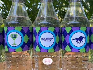 Horse Racing Birthday Party Bottle Wraps Girl Kentucky Derby Argyle Jockey Quarter Races Cup Purple Blue Boogie Bear Invitations Patsy Theme