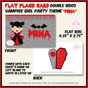 Vampire Girl Birthday Favor Party Card Tent Place Halloween Blood Red Cocktail Vampiress Dracula Boogie Bear Invitations Mina Theme Printed