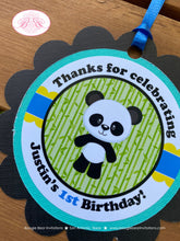 Load image into Gallery viewer, Panda Bear Birthday Party Favor Tags Boy Blue Black Yellow Green Zoo Wild Animals Kids Bamboo Plant Lil Boogie Bear Invitations Justin Theme