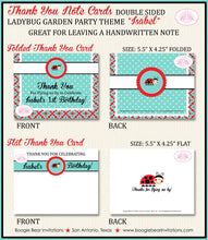 Load image into Gallery viewer, Red Ladybug Party Thank You Card Birthday Garden Little Flower Red Black Picnic Garden Lady Bug Boogie Bear Invitations Isabel Theme Printed