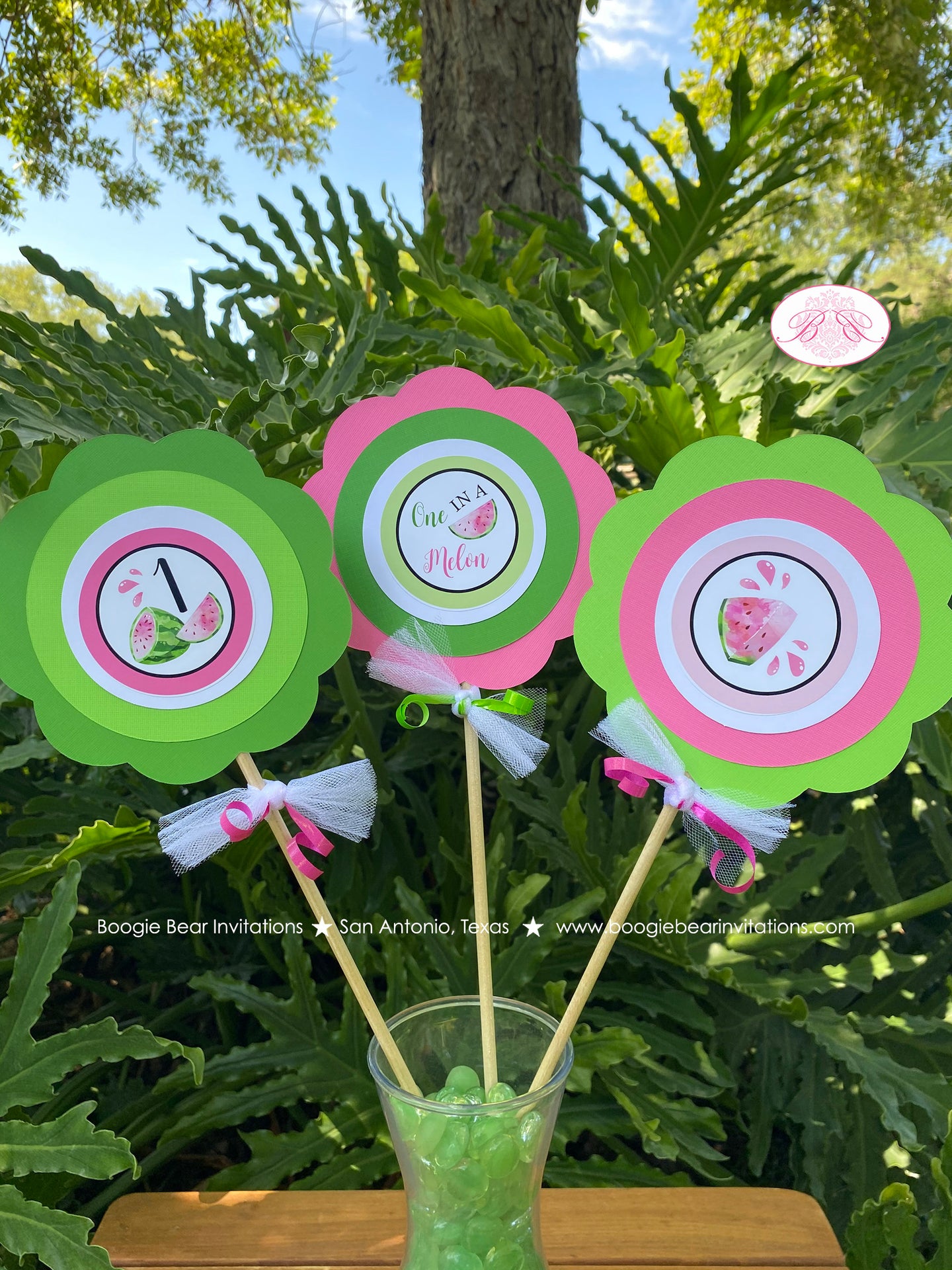 Pink Watermelon Birthday Centerpiece Set Party Girl One In Melon Two Sweet Green Summer Picnic Fruit Boogie Bear Invitations Darlene Theme