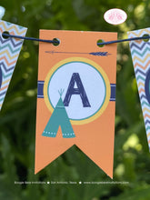 Load image into Gallery viewer, Teepee Arrow Party Pennant Cake Banner Topper Birthday Tipi Chevron Boy Girl Kid Orange Blue Green Yellow Boogie Bear Invitations Tate Theme