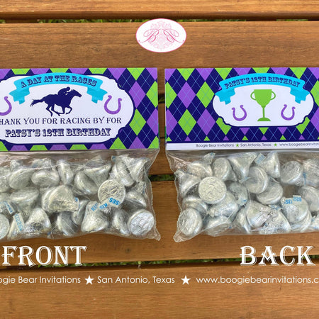 Horse Racing Birthday Party Treat Bag Toppers Folded Favor Purple Girl Kentucky Derby Race Argyle Jockey Boogie Bear Invitations Patsy Theme