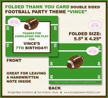 Load image into Gallery viewer, Football Birthday Party Thank You Card Boy Girl Sports Athletic Foot Ball Touch Down Goal Game Boogie Bear Invitations Vince Theme Printed