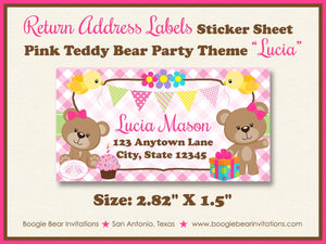 Pink Teddy Bear Birthday Party Invitation Picnic Girl Little Summer Garden Boogie Bear Invitations Lucia Theme Paperless Printable Printed