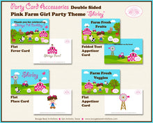 Load image into Gallery viewer, Pink Farm Birthday Favor Party Card Tent Place Tag Food Sign Appetizer Label Animals Girl Barn Country Boogie Bear Invitations Shirley Theme