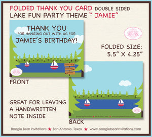 Lake Fun Birthday Party Thank You Card Boy Girl Note Boating Camping Park Swimming Forest Hiking Boogie Bear Invitations Jamie Theme Printed