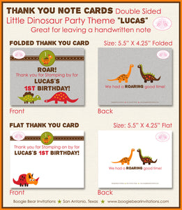 Dinosaur Birthday Party Thank You Card Little Dino Flat Folded Note Boy Girl Red Stomp Roar Boogie Bear Invitations Lucas Theme Printed