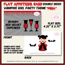 Load image into Gallery viewer, Vampire Girl Birthday Favor Party Card Tent Place Halloween Blood Red Cocktail Vampiress Dracula Boogie Bear Invitations Mina Theme Printed
