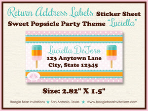 Pink Popsicle Birthday Photo Party Invitation Girl Orange Aqua Ice Cream Boogie Bear Invitations Luciella Theme Paperless Printable Printed
