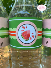 Load image into Gallery viewer, Red Watermelon Birthday Party Bottle Wraps Label Girl Boy One In a Melon Two Sweet Summer Picnic Fruit Boogie Bear Invitations Marlene Theme