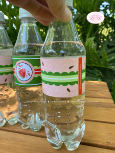 Red Watermelon Birthday Party Bottle Wraps Label Girl Boy One In a Melon Two Sweet Summer Picnic Fruit Boogie Bear Invitations Marlene Theme