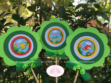 Load image into Gallery viewer, Rainforest Birthday Party Centerpiece Set Rain Forest Boy Girl Parrot Toucan Wild Zoo Jungle Green Boogie Bear Invitations Chandler Theme