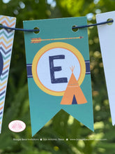 Load image into Gallery viewer, Teepee Arrow Party Pennant Cake Banner Topper Birthday Tipi Chevron Boy Girl Kid Orange Blue Green Yellow Boogie Bear Invitations Tate Theme