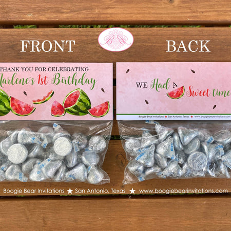 Red Watermelon Party Treat Bag Toppers Favor Tent Birthday Girl Boy One In a Melon Two Sweet Summer Boogie Bear Invitations Marlene Theme