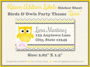 Yellow Grey Owl Baby Shower Invitation Boy Girl Bird Party Little Lemon Tree Boogie Bear Invitations Lara Theme Paperless Printable Printed