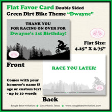 Load image into Gallery viewer, Dirt Bike Birthday Party Favor Card Tent Appetizer Place Food Green Enduro Motocross Racing Motorcycle Boogie Bear Invitations Dwayne Theme