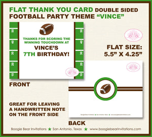 Football Birthday Party Thank You Card Boy Girl Sports Athletic Foot Ball Touch Down Goal Game Boogie Bear Invitations Vince Theme Printed